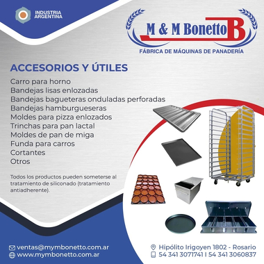 ACCESORIOS - M&M BONETTO - Máquinas para Panadería, Maquinarías para Panadería, Fábrica de Maquinarías para Panadería