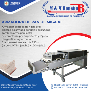 Armadora de pan de miga A1 - M&M Bonetto - Máquinas para Panadería, Maquinarías para Panadería, Fábrica de Maquinarías para Panadería