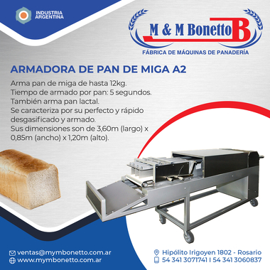 Armadora de pan de miga A2 - M&M Bonetto - Máquinas para Panadería, Maquinarías para Panadería, Fábrica de Maquinarías para Panadería