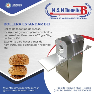 Bollera Estándar BE1 - M&M Bonetto - Máquinas para Panadería, Maquinarías para Panadería, Fábrica de Maquinarías para Panadería