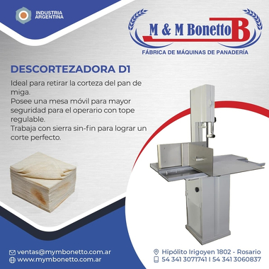Descortezadora DE PAN DE MIGA D1 - M&M BONETTO - Máquinas para Panadería, Maquinarías para Panadería, Fábrica de Maquinarías para Panadería