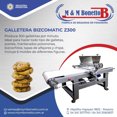 Galletera Bizcomatic Z300  M&M Bonetto - Máquinas para Panadería, Maquinarías para Panadería, Fábrica de Maquinarías para Panadería