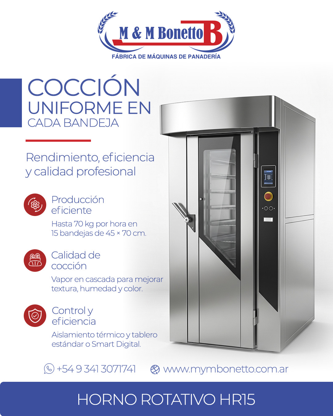 Horno Rotativo HR15 para cocción uniforme en panadería